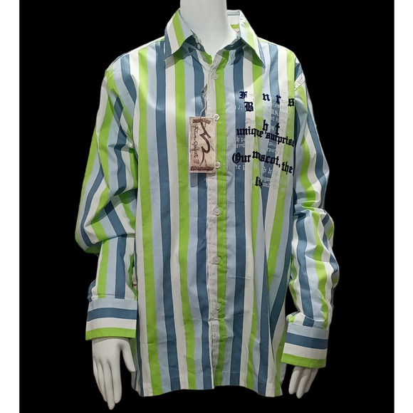 Other - FIVE POINTZ Striped Men's Button-Down Shirt Size LARGE